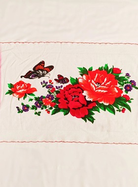 新款纯棉枕巾彩条割绒复古枕巾民族包头巾(银丝月牙边)79*45cm