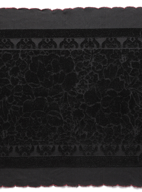 新款纯棉枕巾老上海经典月牙边黑色提花绒面民族包头巾79*48cm