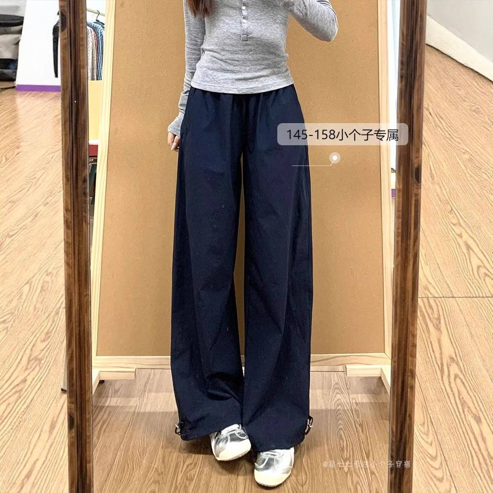 150小矮个子工装裤女款2025新款春夏高腰梨形身材直筒阔腿裤8分xs