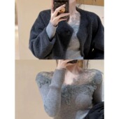 氛围感内搭V领针织毛衣 打底上衣女秋冬春季 轻奢法式 蕾丝拼接修身