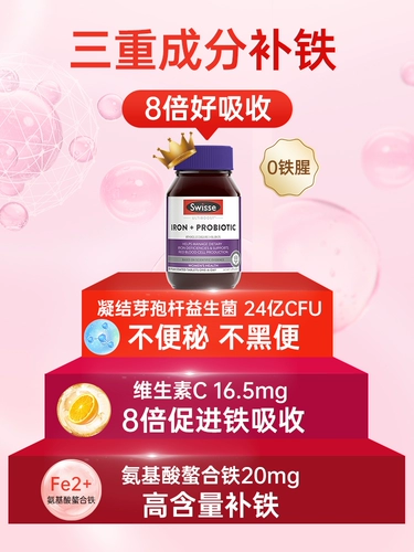 Свисс Железный Добавок и Анемия добавки крови для женщин, чтобы питать ци и крови, добавка железа для девочек, чтобы питать кровь, ци и розовые бутылки для женщин, чтобы питать анемию