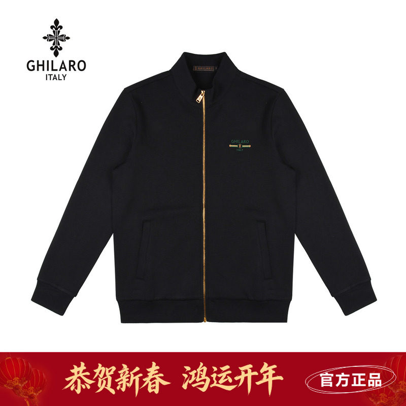 雷迪波尔旗下品牌古劳吉那诺男装立领休闲刺绣拉链开衫运动外套男