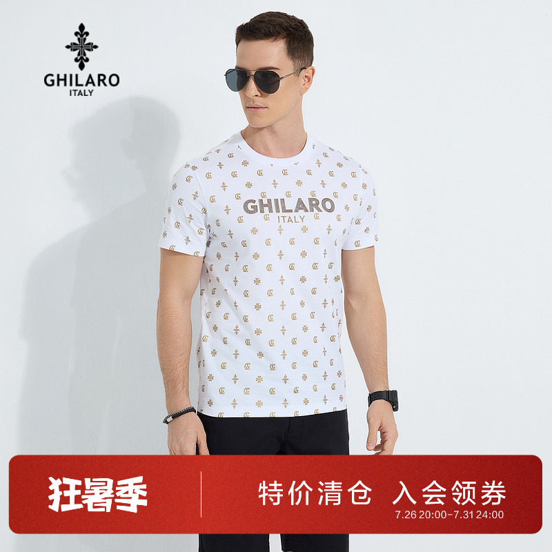 古劳吉那诺夏季满身印花潮流短袖