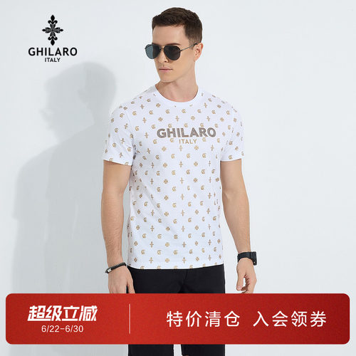 古劳吉那诺夏季满身印花潮流短袖