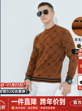 雷迪波尔/美斯尼亚男装休闲秋冬整身提花羊毛混纺针织衫毛衣5103
