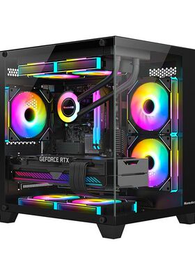 航嘉S900沙尘暴海景房电脑机箱台式主机matx水冷白色diy风扇套餐