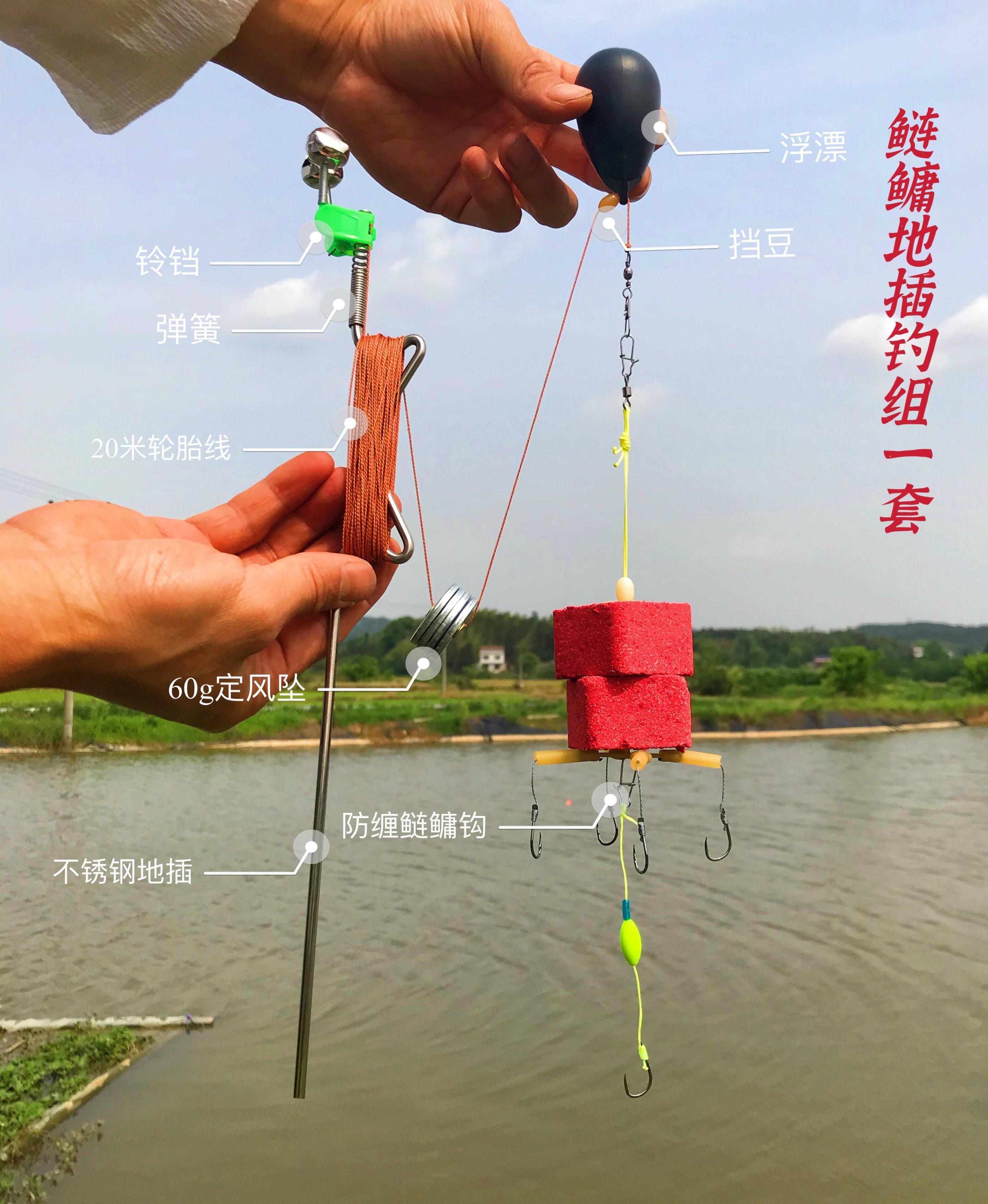 水库地插弹簧钓组白鲢图片