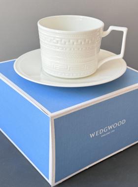 现货英国wedgwood威基伍德intaglio白玉浮雕骨瓷牛排平盘汤盘餐盘