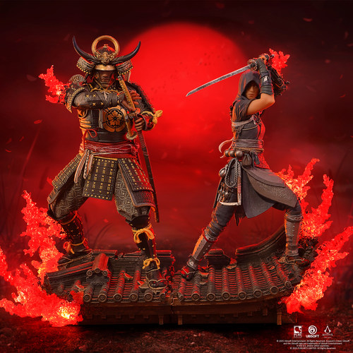 『现货不包邮』《刺客信条：影》弥助&奈绪江 1/8 PVC发光手办