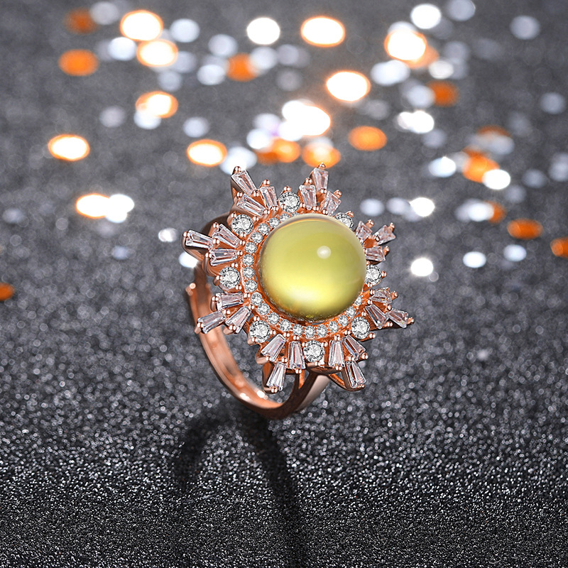 网红汉服旗袍配饰玫瑰蓝珀女