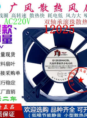 全新德力西 G12025HA2SL/BL 220V 120*120*25MM 滚珠散热风扇8.5W