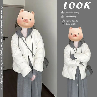 一整套入冬穿搭休闲运动慵懒连帽卫衣卫裤叠穿棉服外套三件套装女