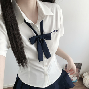 初町野原创校供感竹纤维收腰衬衫 上衣 jk制服宽松长袖