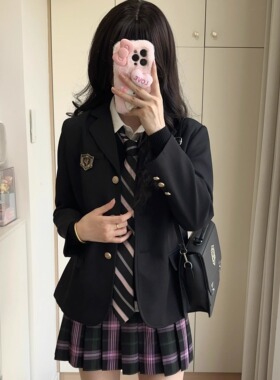 【初町野】小野高JK制服黑色西服外套秋冬学院学生格裙女西装套装
