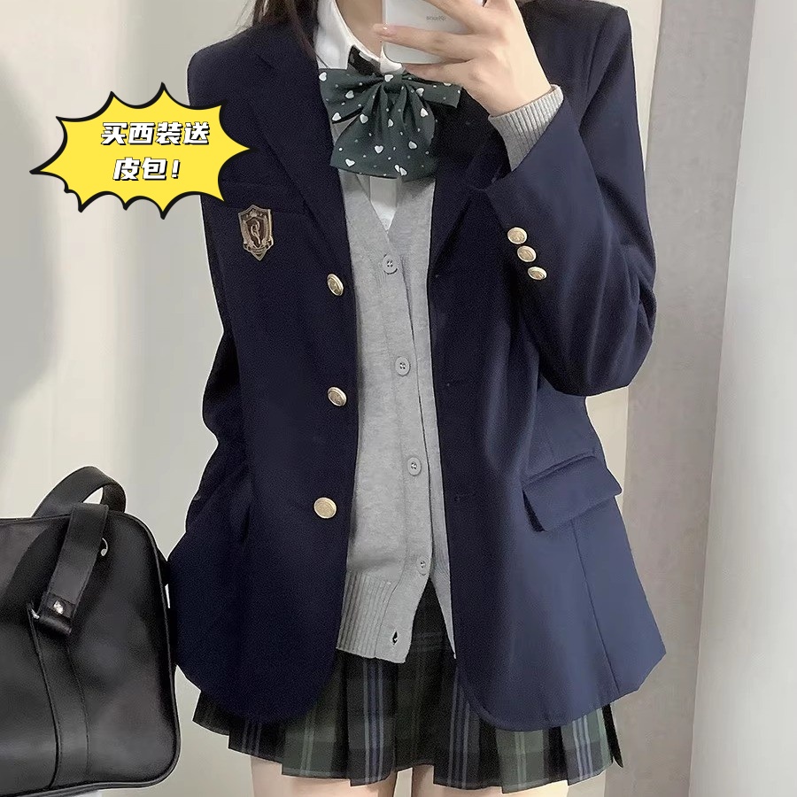 初町野微收腰JK西装校供感套装