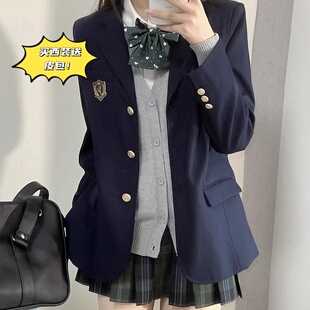 【初町野】小野高藏青西服JK外套女秋冬学院叠穿春野格裙西装套装