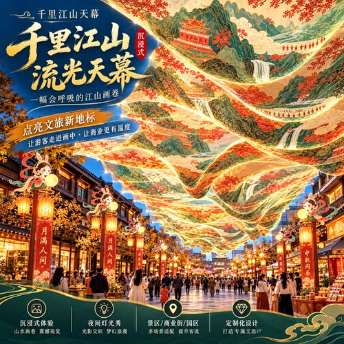 古风波浪天幕商业街古镇长廊吊饰