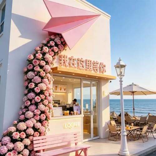 网红打卡玫瑰花瀑布花墙定制道具