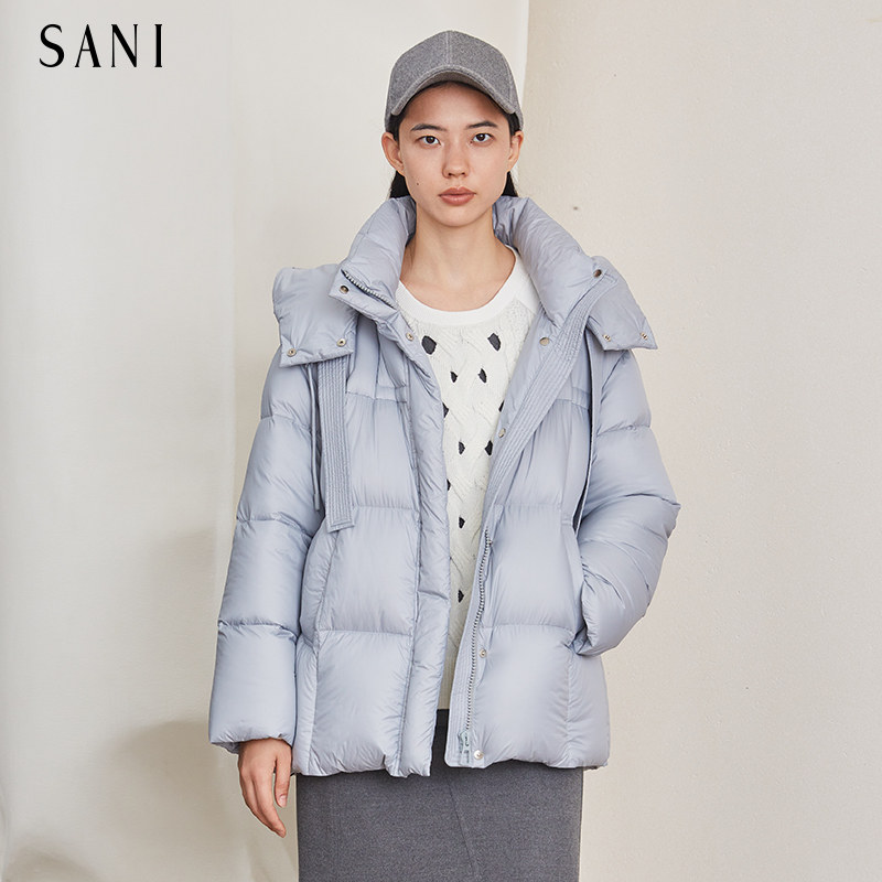 sani商场同款保暖轻薄内胆羽绒服女士秋冬宽松中长款连帽休闲外套