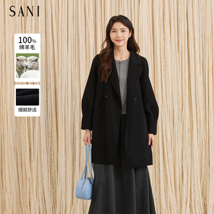 【100羊毛】SANI商场同款高级感双面呢大衣女26冬中长款呢绒外套