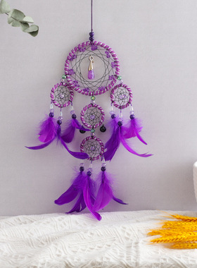 厂家批发挂毯家居羽毛造型哥特风饰品摆件手工圆环捕梦网挂件挂饰