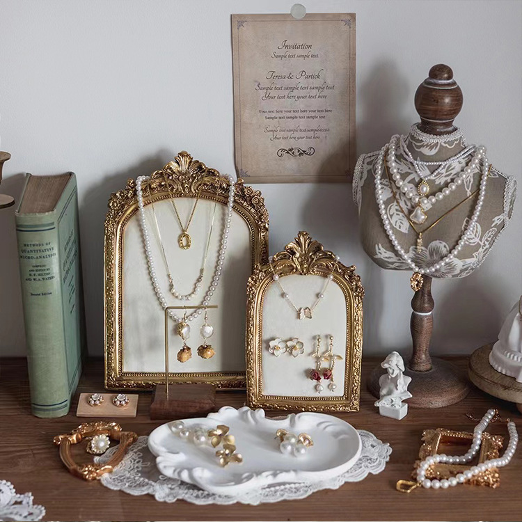 复古相框首饰展示绒布项链架耳环架饰品珠宝陈列装饰拍摄道具