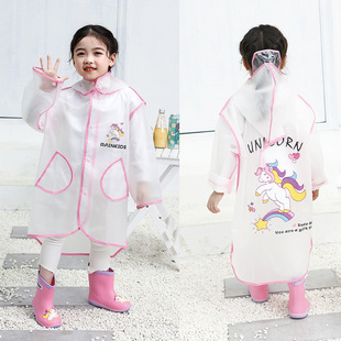 儿童雨衣透明eva小孩幼儿园独角兽雨衣定制logo广告雨披