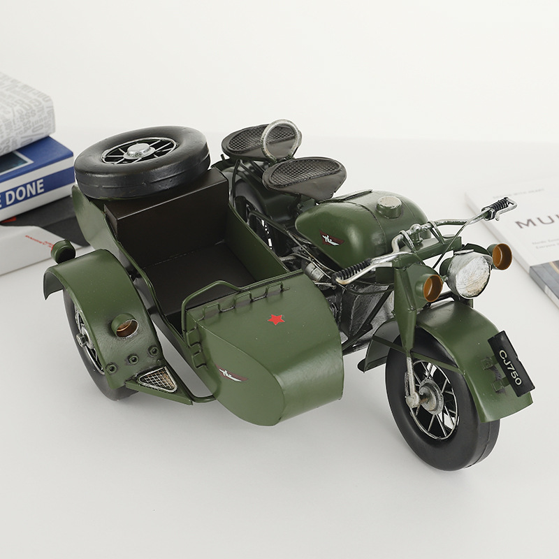 热销 边三轮摩托车模型工艺品摆件电视柜装饰品创意影视道具