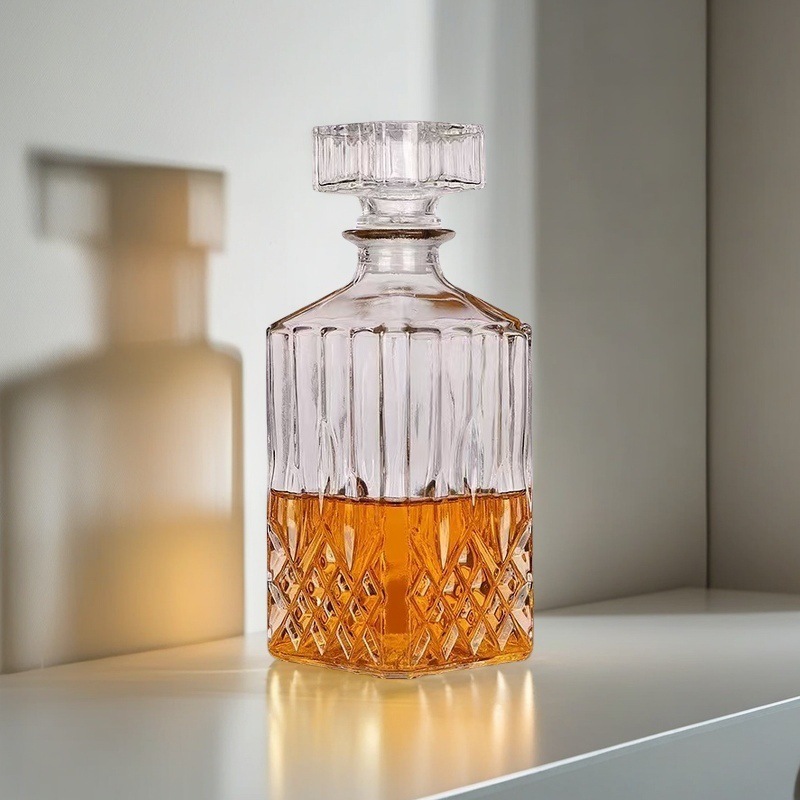 方钻底玻璃钠钙酒瓶xo威士忌红酒储酒瓶欧式水晶钻石酒樽酒器