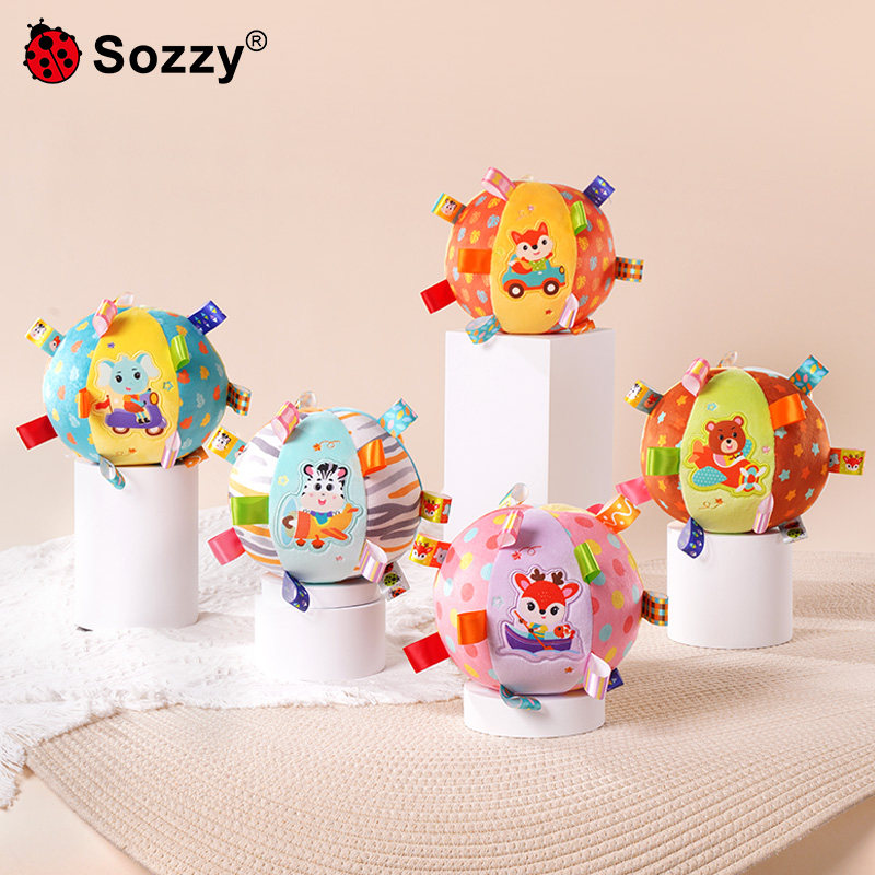 sozzy婴儿摇铃玩具宝宝手抓球婴儿玩具新生儿抬头追抓练习拍拍球