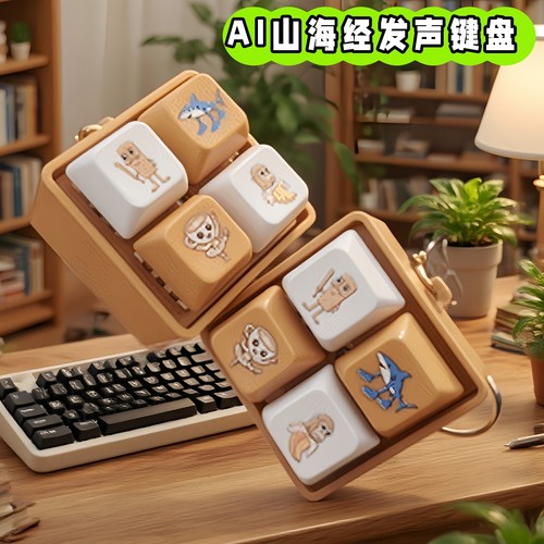 AI山海经按按乐键盘钥匙扣
