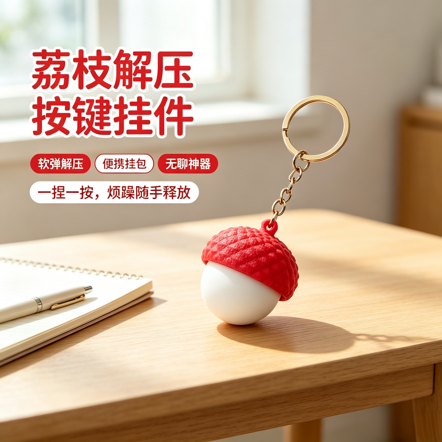 3D打印荔枝按键解压钥匙扣