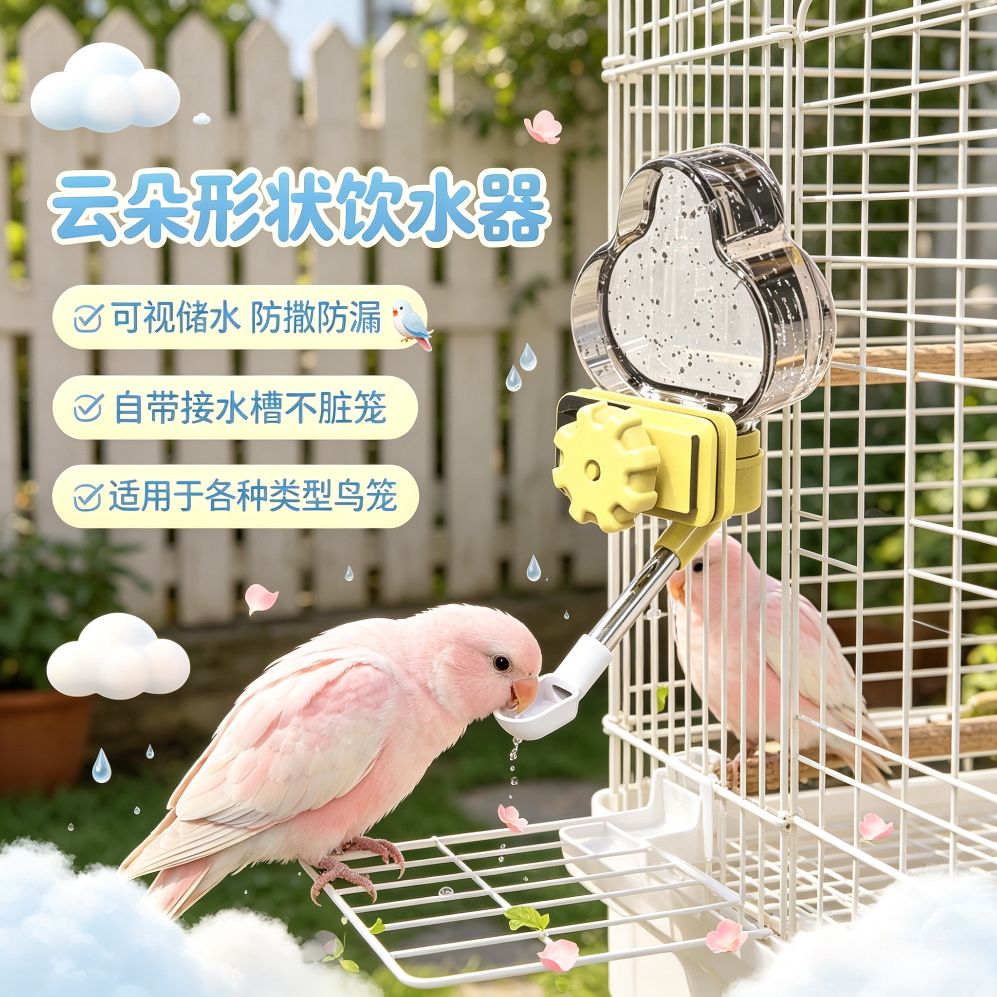 爆款鸟用饮水器自动喂食用品用具喂水下料器喝水器鹦鹉鸟笼配件