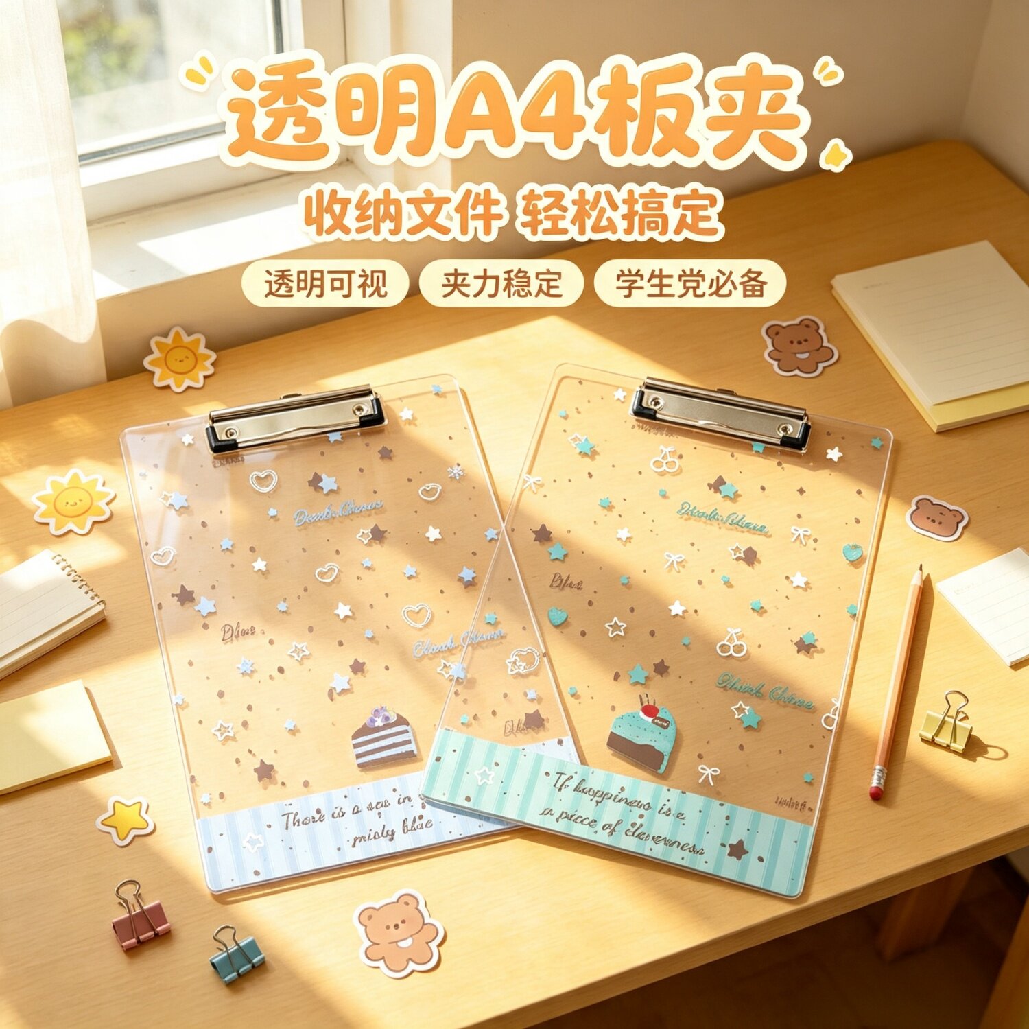 蓝莓巧克力亚克力A4板夹加厚