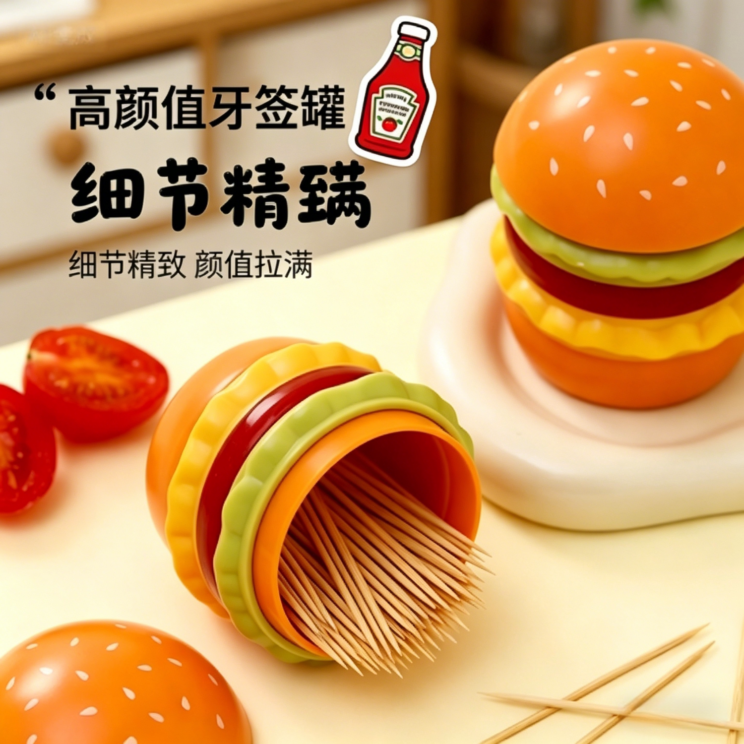 创意仿真汉堡牙签盒家用收纳图片