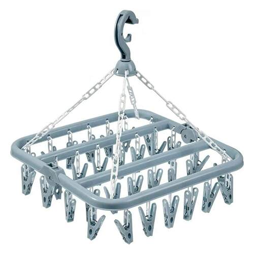 Foldable Drip Hanger with 32 Clips - Plastic Hanging Drying