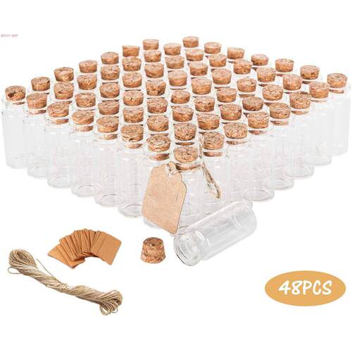 48PCS Glass Bottle With Cork Stopper Small Glass Bottles
