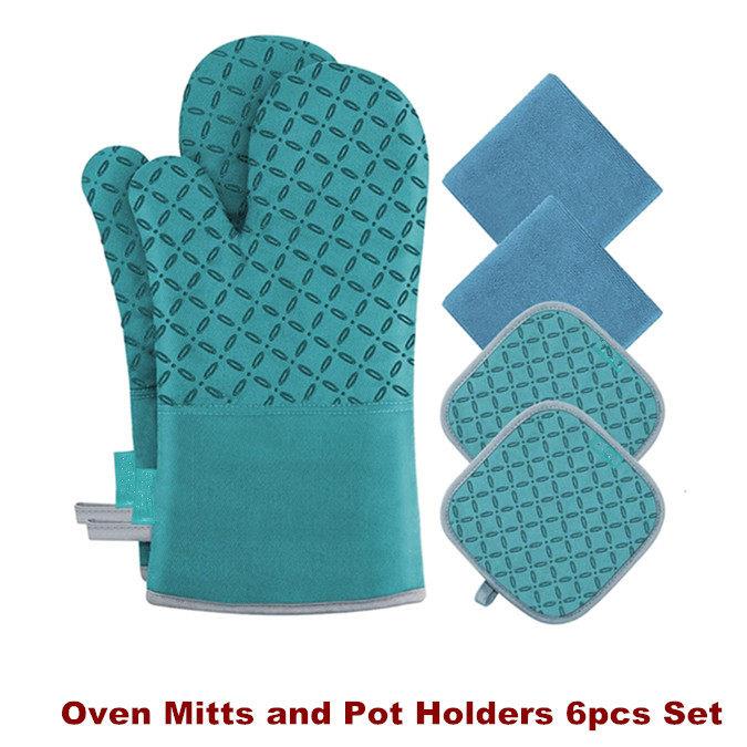 Oven Mitts Pot Holders Kitchen Oven Glove Potholder Cooking - 实物图