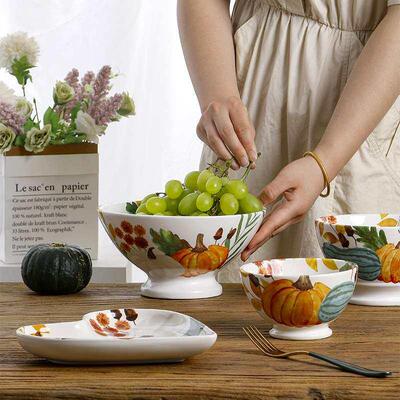 Guest American Style High Foot Bowl Round Fruit Salad Bowl P