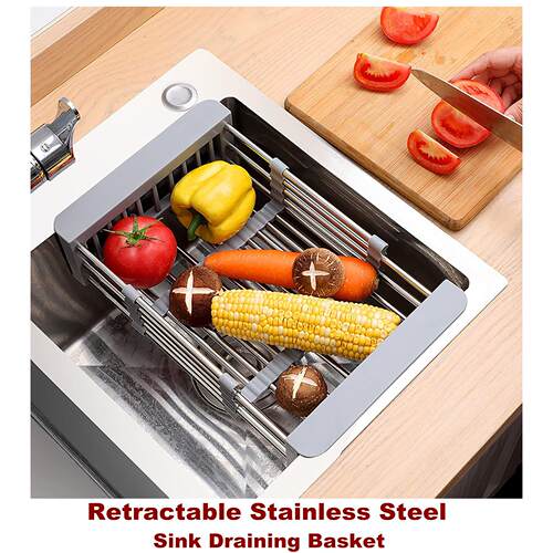 Sink Draining Basket Dish Washing Stainless Steel Kitchen