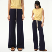 轻运动通勤低腰抽绳软糯宽松卫裤 1747 极简垂感喇叭裤