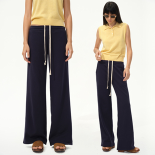 轻运动通勤低腰抽绳软糯宽松卫裤 1747 极简垂感喇叭裤