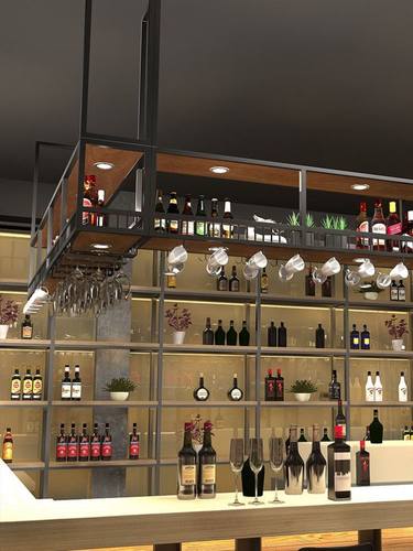 清吧工业风酒杯酒吧悬挂吊柜吧台吊架餐厅铁艺酒架置物架酒柜壁挂