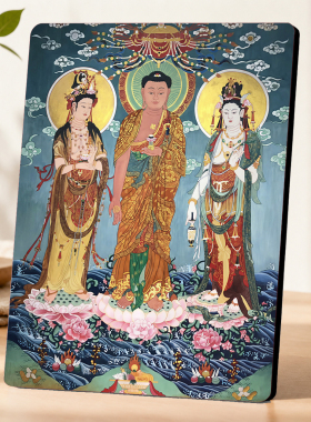 新中式传统工笔绘画装饰摆台客厅玄关桌面装饰摆件