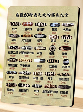老天珠寓意大全装饰摆件文玩店桌面摆台文玩爱好者知识参考摆件