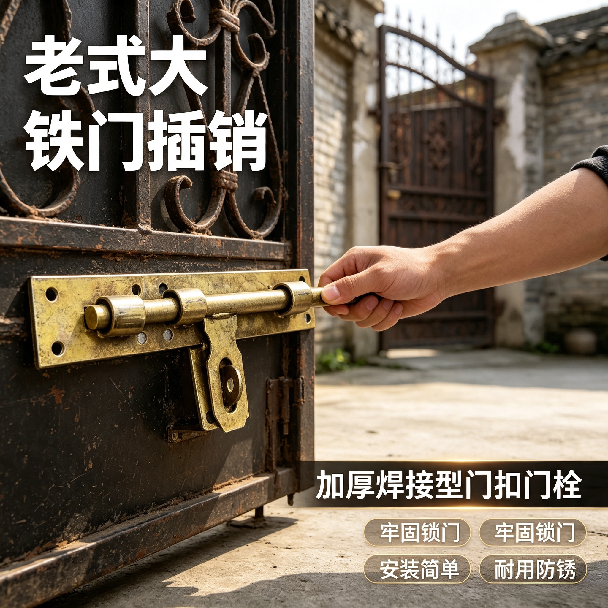 铁门加厚大号地插销金属大门厂房门农村大门配件门地插销老式
