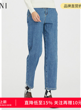 SANI奥莱特卖棉高腰牛仔裤女复古摩登遮胯显瘦磨毛保暖休闲裤冬季