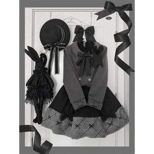 冬至软妹蝴蝶结双排扣外套拼接半裙两件套2024秋冬新款洛丽塔套装