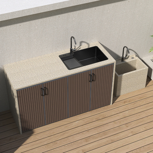 户外庭院洗手台厨房操作工作台花园大理石材岛台阳台洗菜盆储物柜