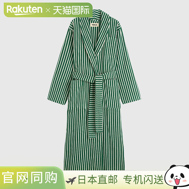 日本直邮TEKLA 浴袍无帽条纹毛巾布面料棉质有机棉经典品牌男女通
